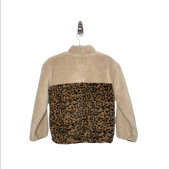 Rails | Saga Plush Sherpa Pullover in Cream Leopard Mix XS - Picture 2 of 10